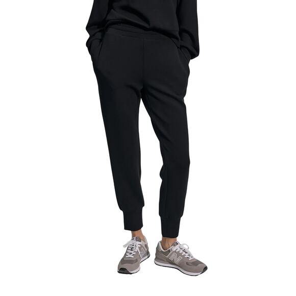 Varley Women's Small Black DoubleSoft The Slim Cuff Pants Jogger Relaxed M34-6